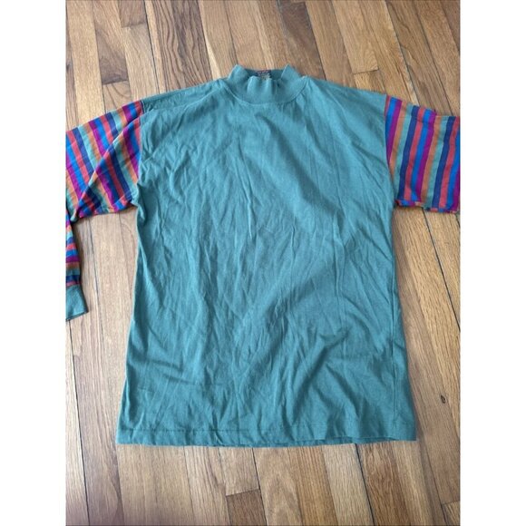 Cross Creek Vintage Rugby Shirt Striped Purple Green Long Sleeve USA Made Size M - Picture 2 of 6